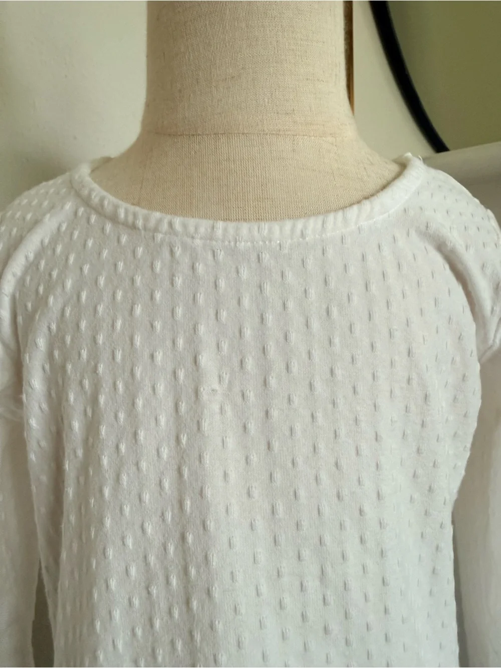 Bisby Girls White Textured Swiss Dot Long Sleeve Top Size 4